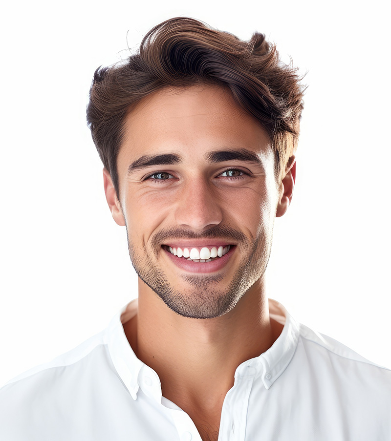 closeup photo portrait of a handsome man smiling